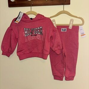 Tommy Hilfiger Baby Girl Hot Pink Hoodie and Jogger Matching Set